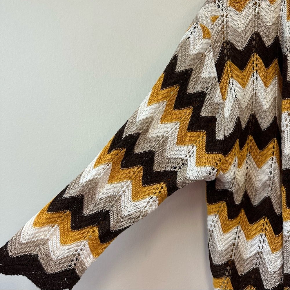 Chevron Patterned Lace Open Front Cardigan - Picture 4 of 7